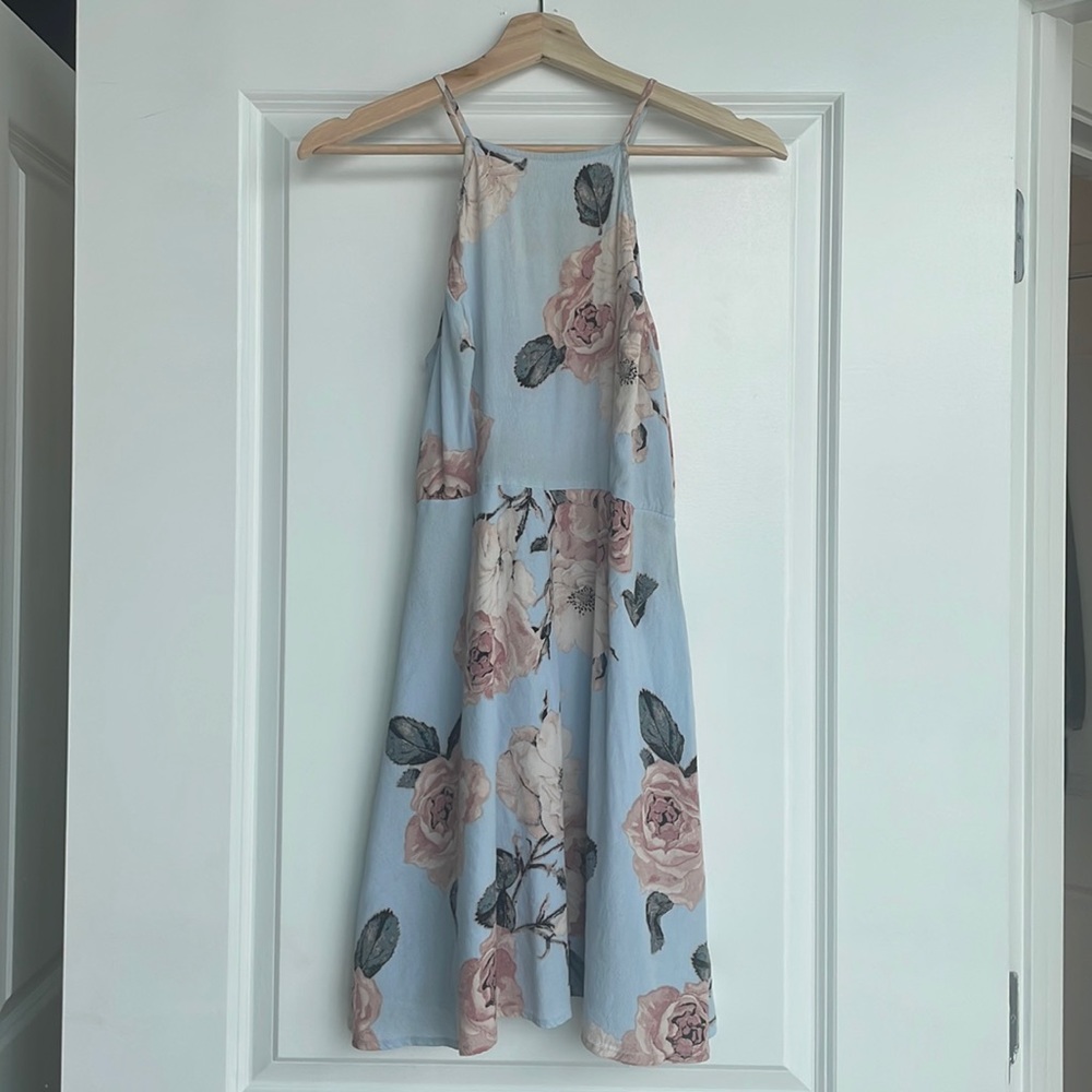 Blue floral mini dress sz xs